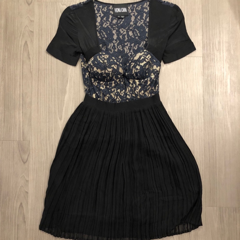 Vena Cava Lace Bustier Pleated Dress